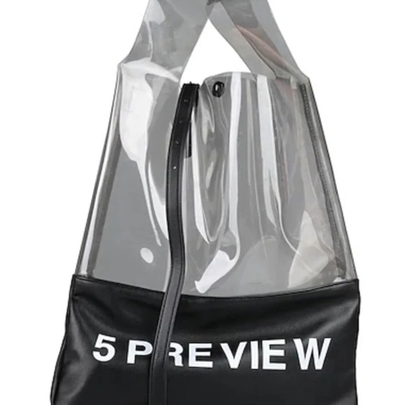 5preview Handbags - 5Preview Plastic Tote Bag Black Purse Clear Large NWT